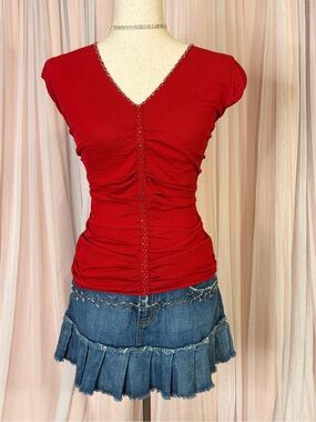 NWT Kenneth Miller ruched red Y2K top ❤️✨